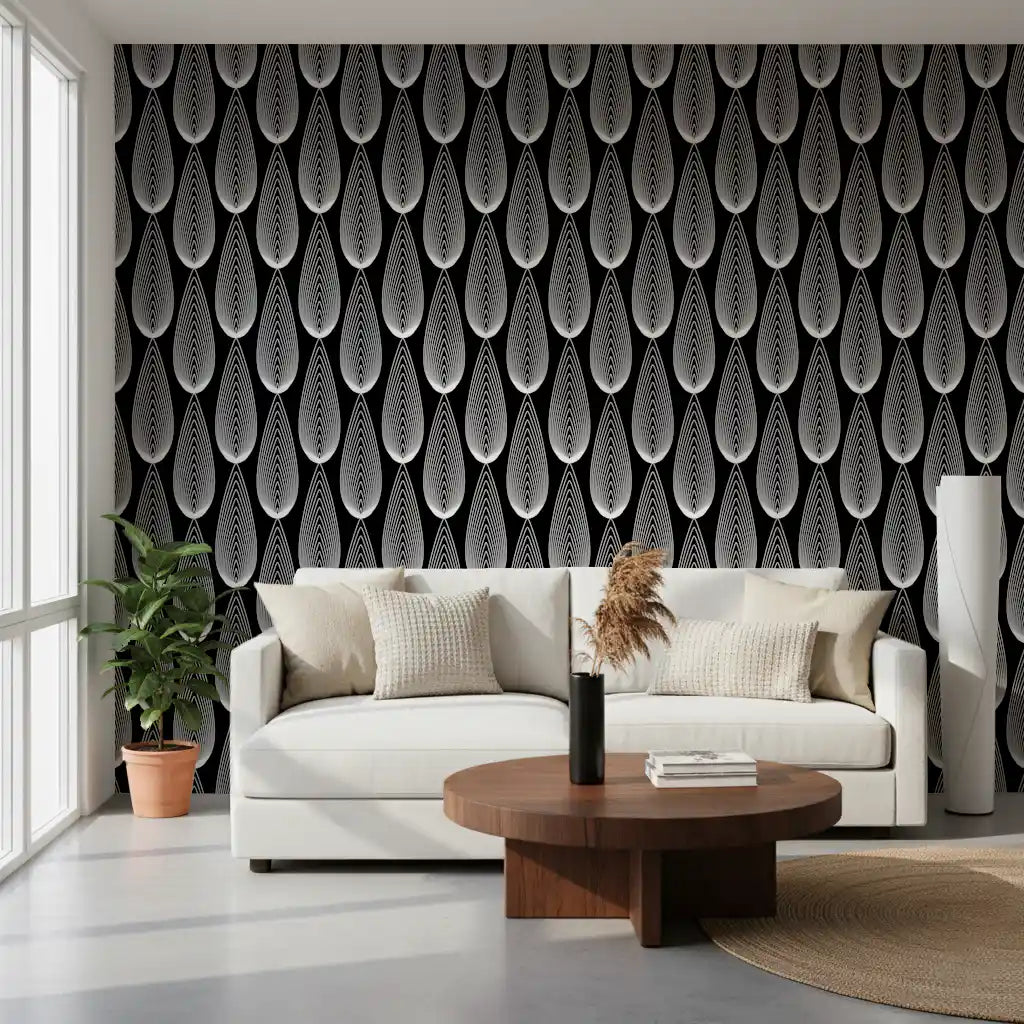 Minimalist Teardrop Linear Pattern Wallpaper⁠