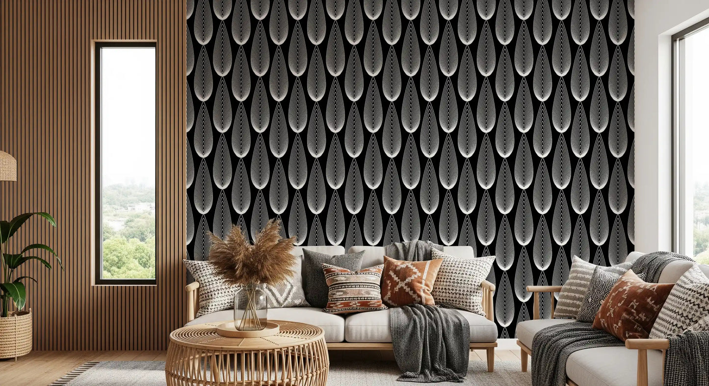 Minimalist Teardrop Linear Pattern Wallpaper⁠