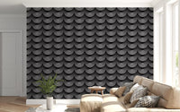 Monochrome Geometric Arc Pattern Wallpaper⁠