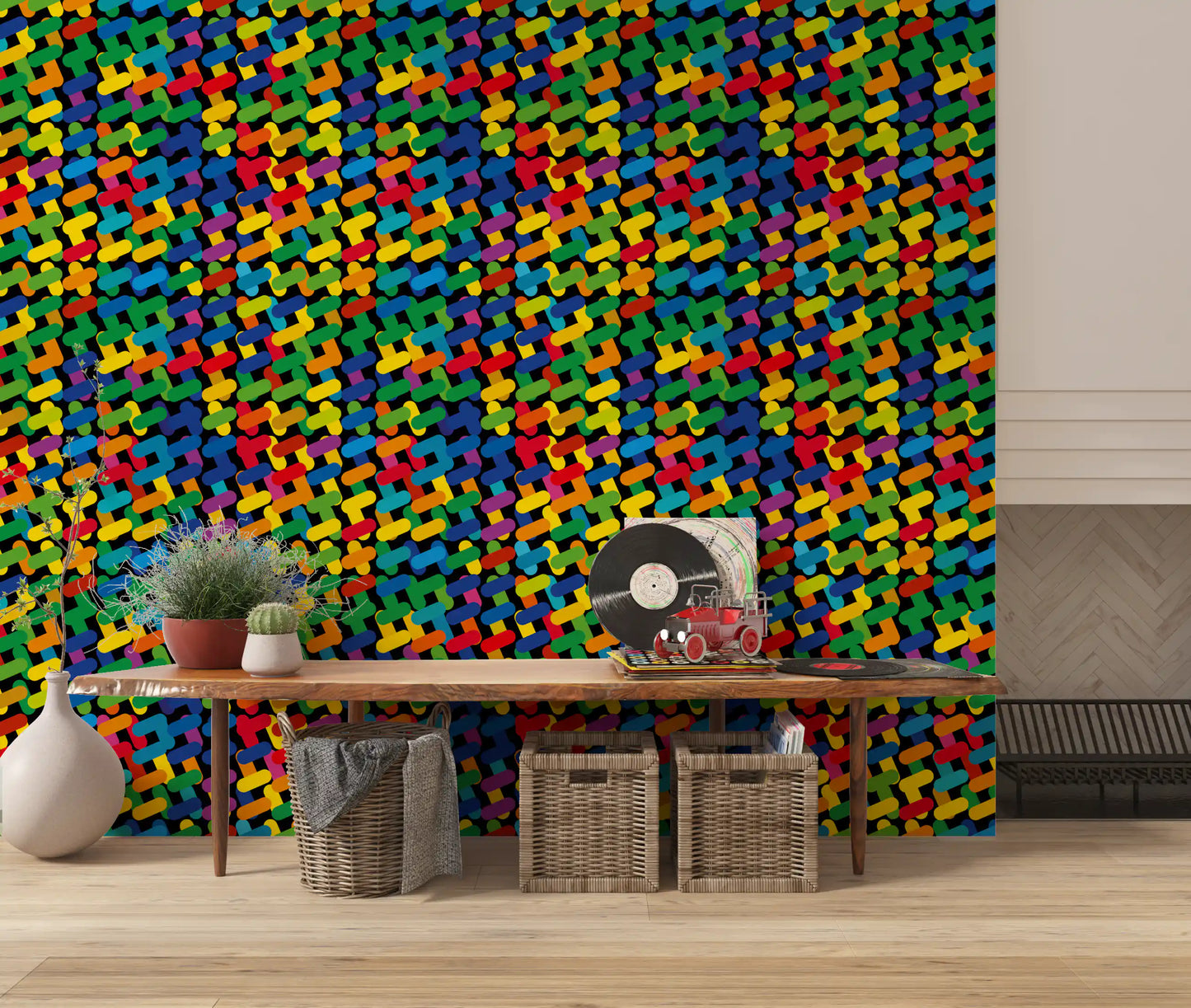 Abstract Colorful Capsule Mosaic Wallpaper⁠
