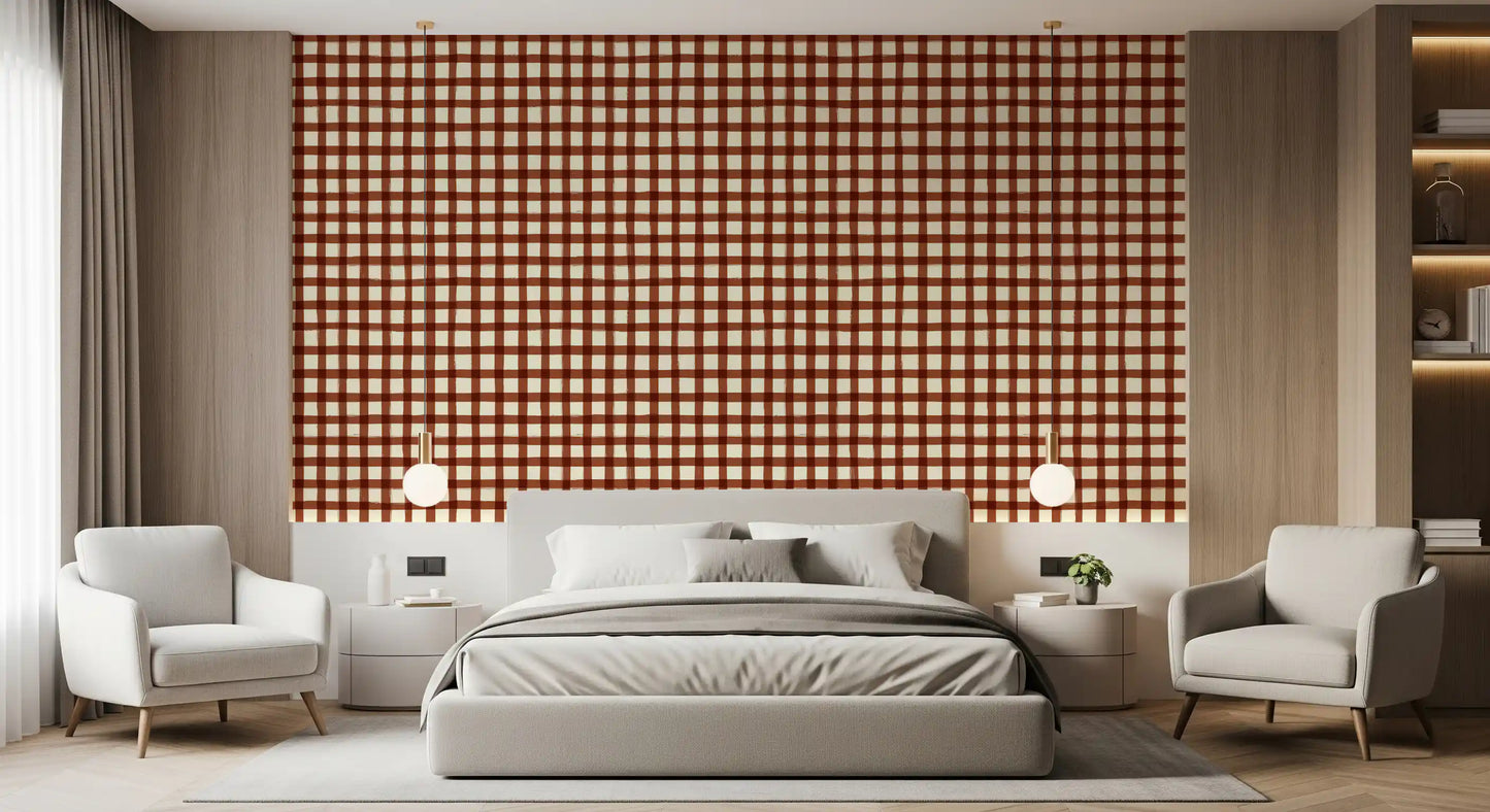 Rustic Brushstroke Check Wallpaper⁠