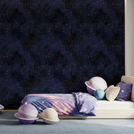 White stars suit a Kids room beautifully in this Midnight Stardust wallpaper. GD11705
