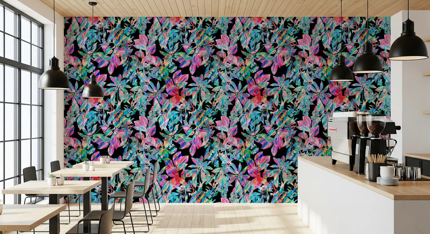 Chromatic Tropical Foliage Wallpaper⁠