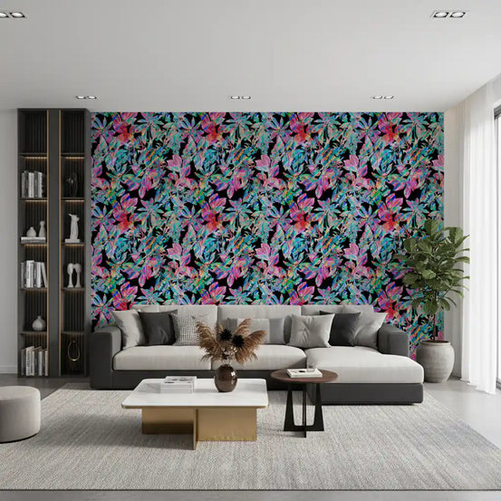 Chromatic Tropical Foliage Wallpaper⁠