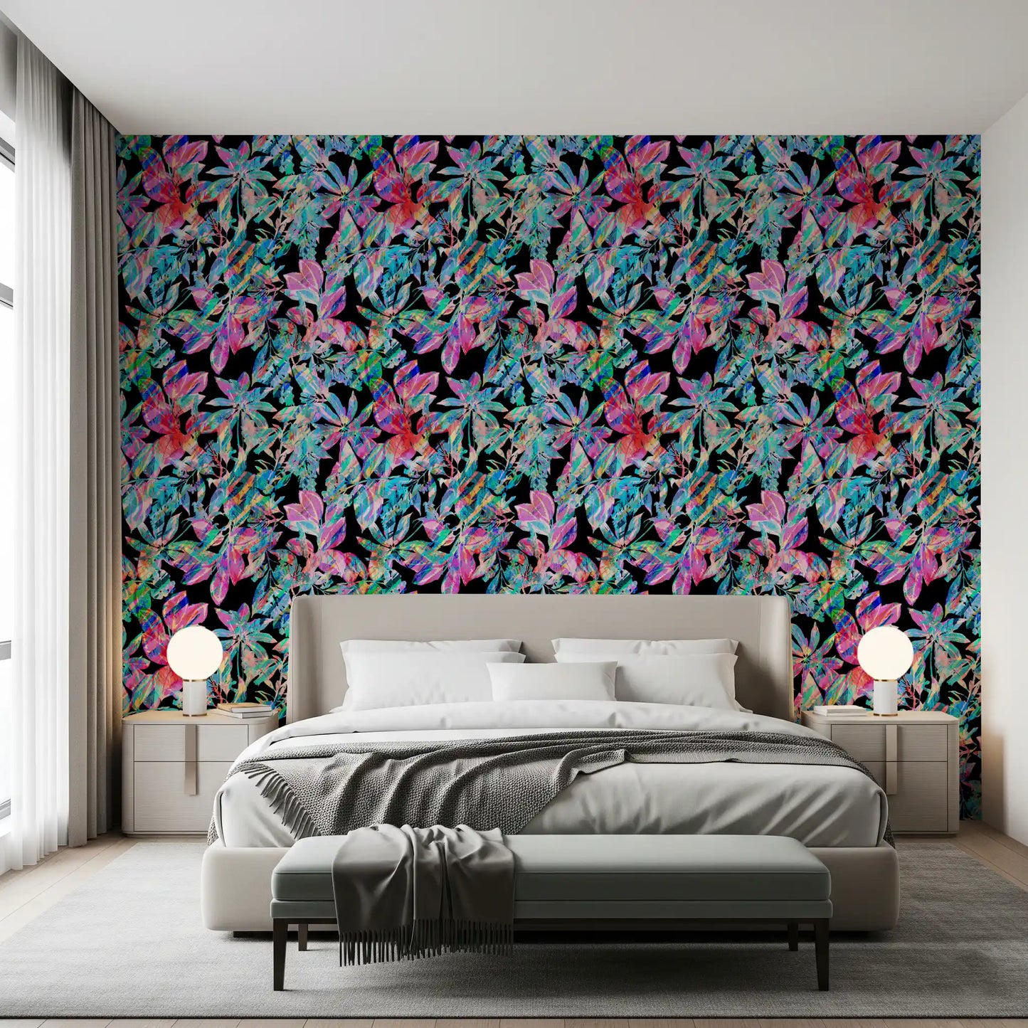 Chromatic Tropical Foliage Wallpaper⁠