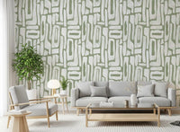 Sage Green Organic Abstract Shapes Wallpaper⁠