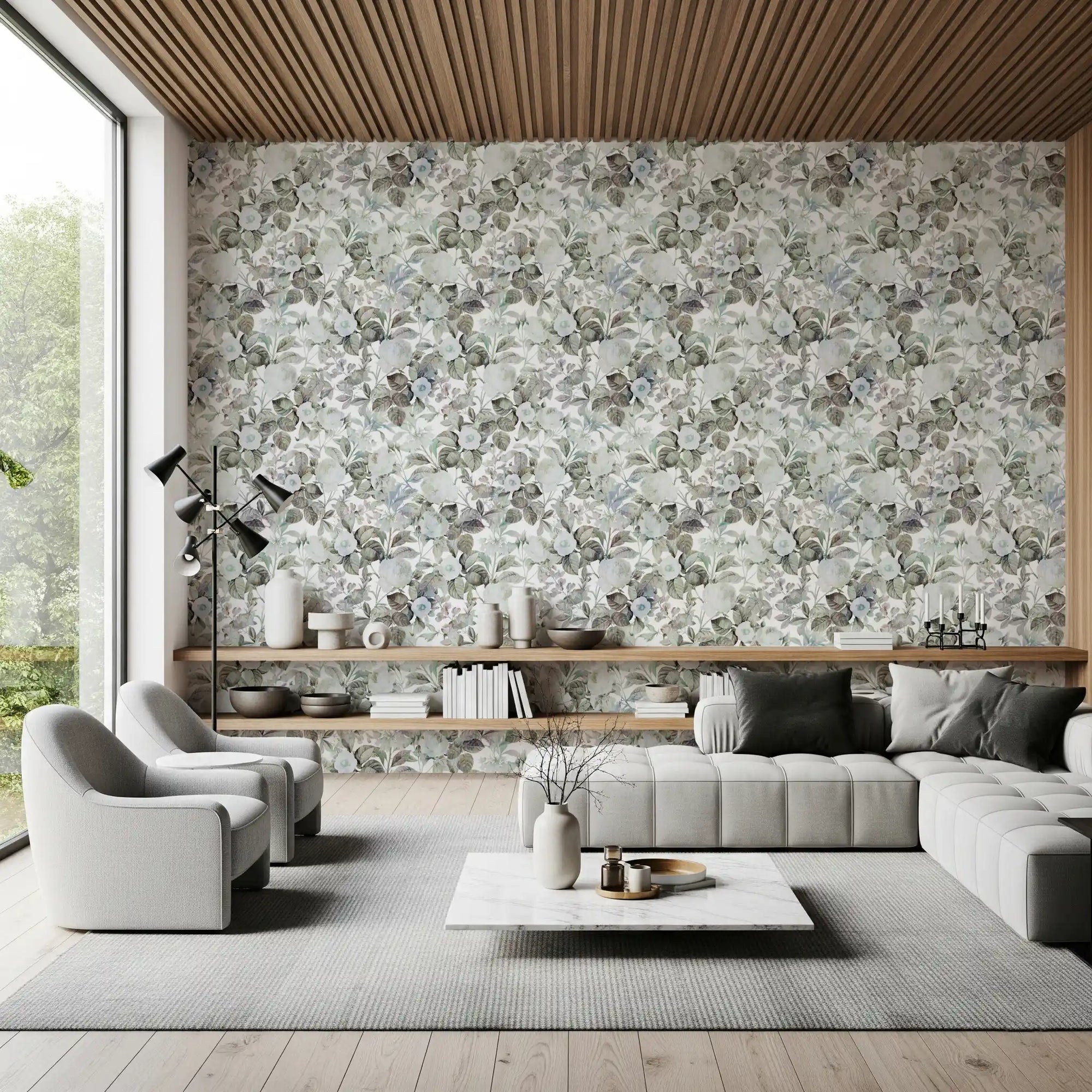 Vintage Botanical Rose Garden Wallpaper⁠