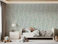 Sage Green and Cream Botanical Vine Wallpaper⁠
