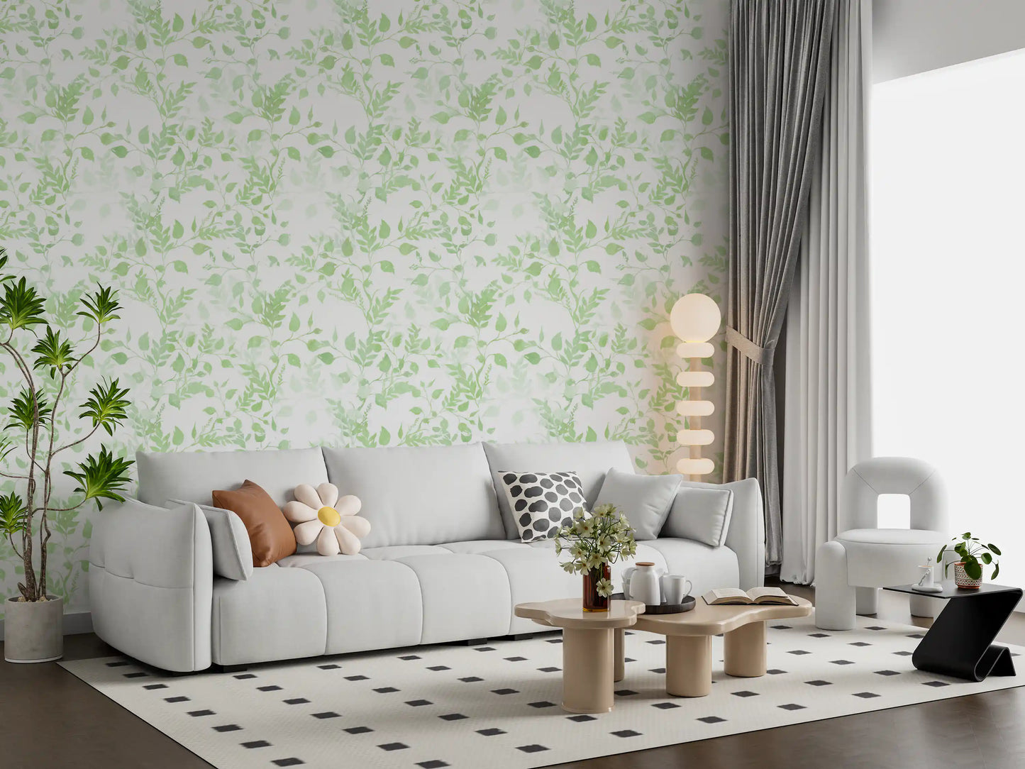 Ethereal Sage Leaf Trails Wallpaper⁠