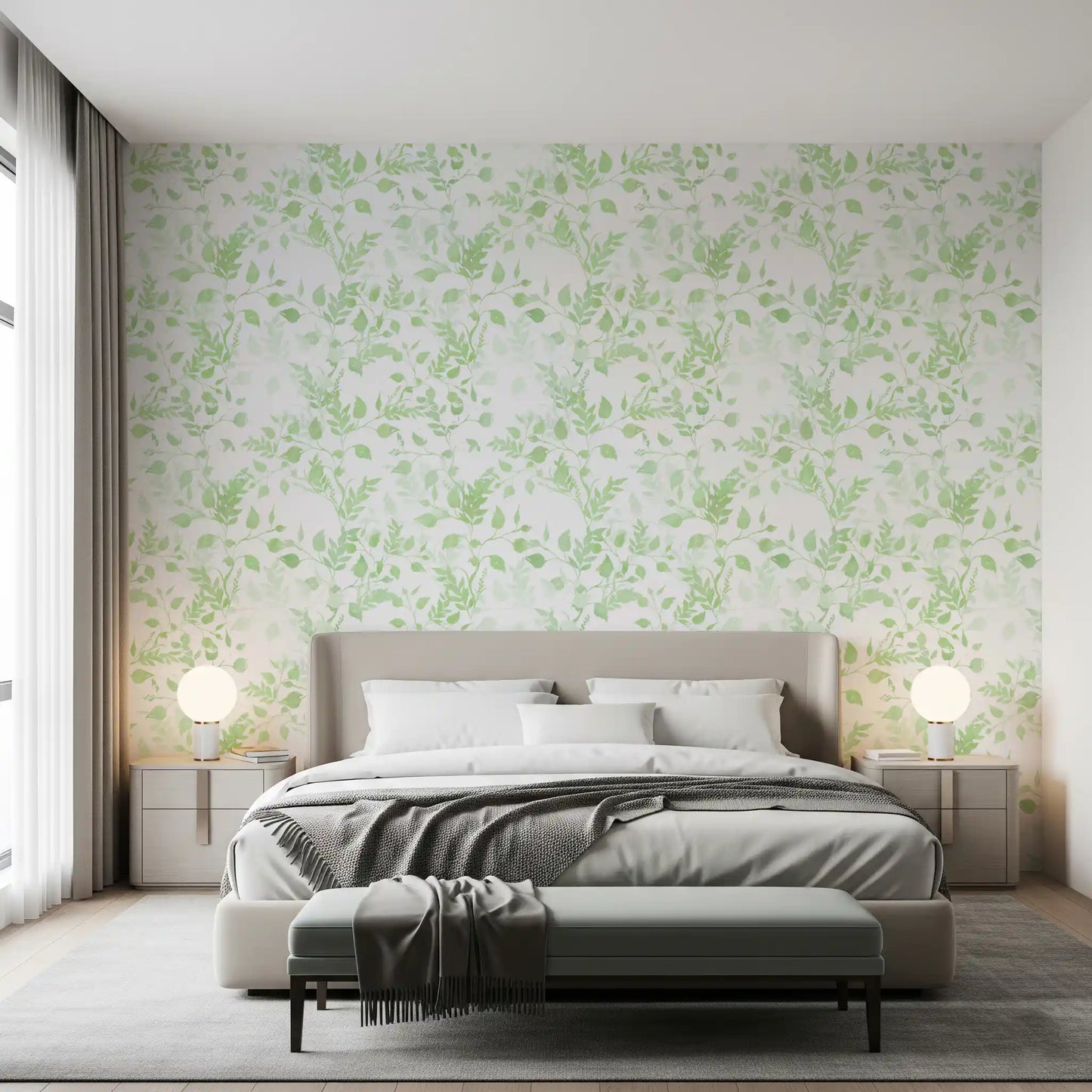 Ethereal Sage Leaf Trails Wallpaper⁠