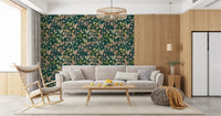 Midnight Garden Botanical Leaf Silhouette Wallpaper⁠