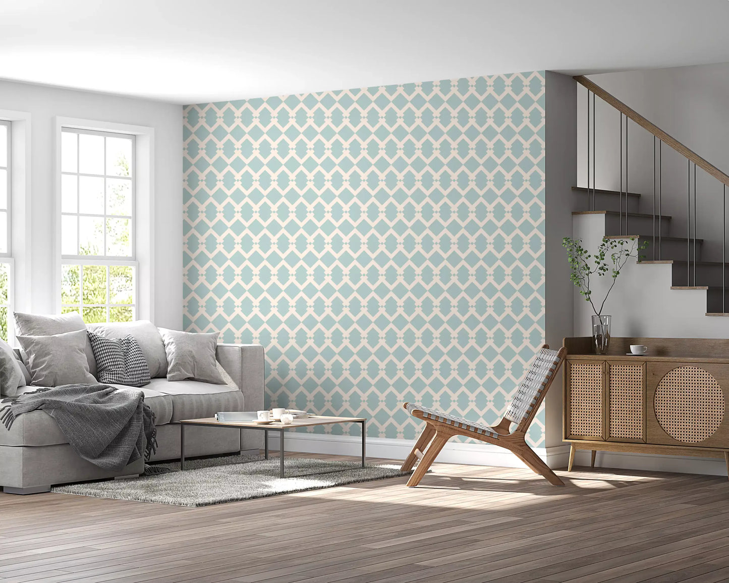 Nordic Interlocking Diamond Lattice Wallpaper⁠