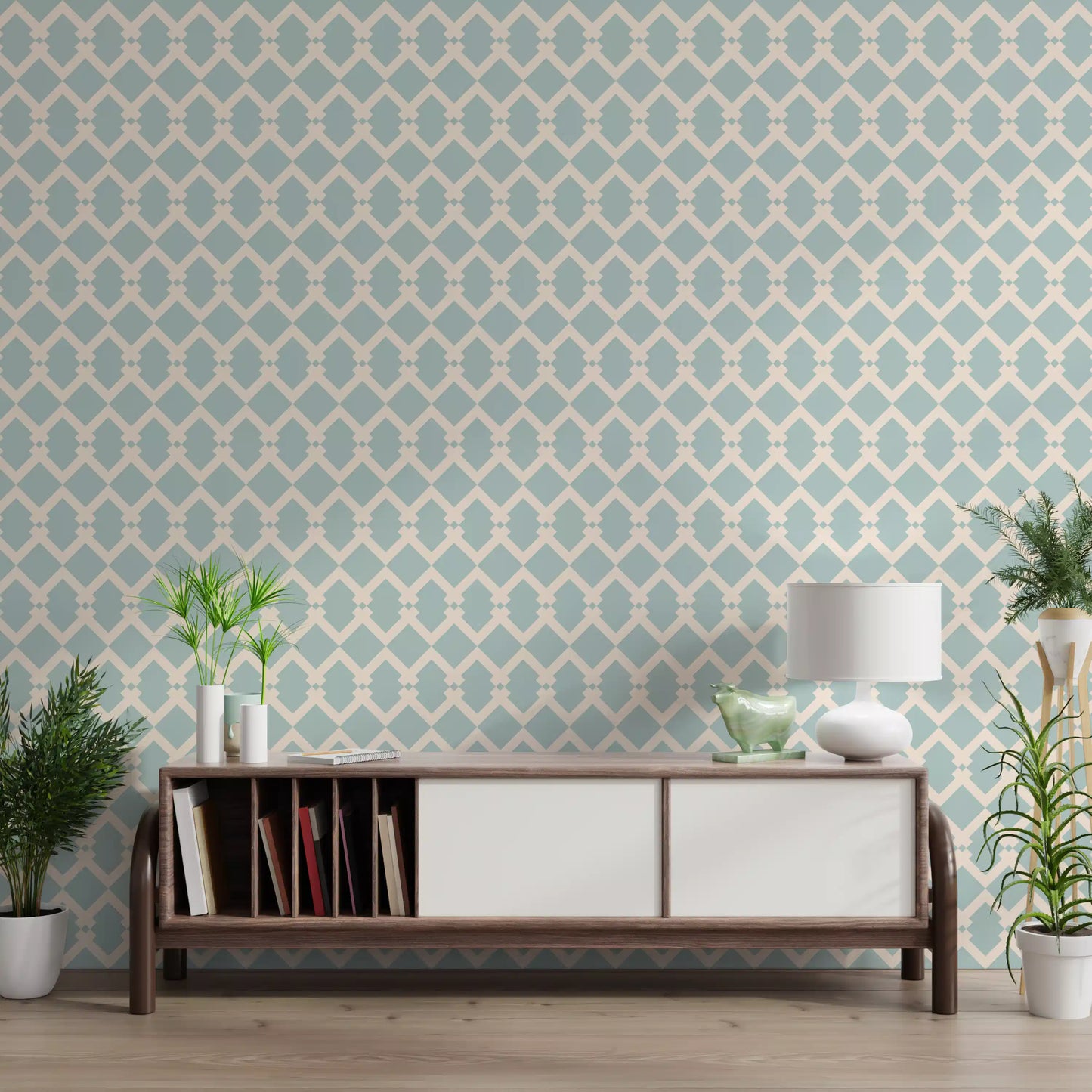 Nordic Interlocking Diamond Lattice Wallpaper⁠