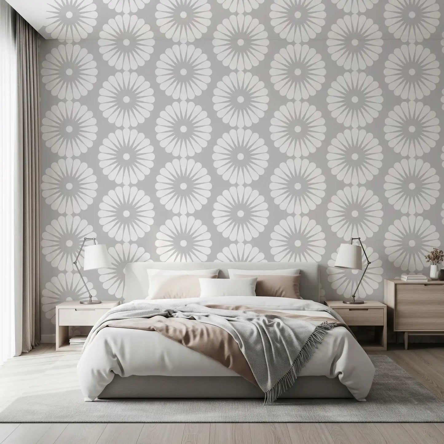 Minimalist Sunburst Radial Motif Wallpaper⁠