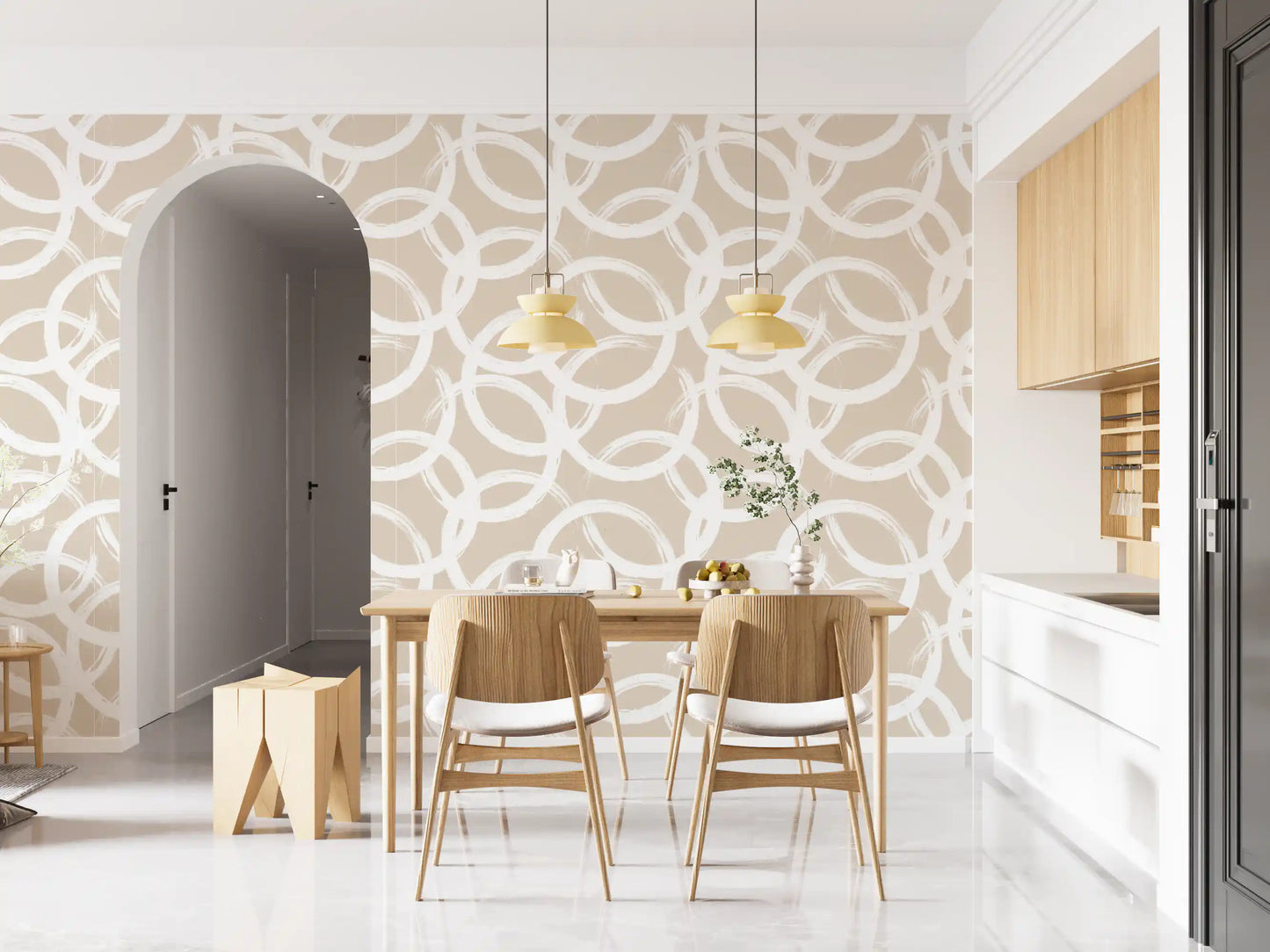 Cream Brushstroke Circles Wallpaper⁠