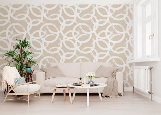 Cream Brushstroke Circles Wallpaper⁠