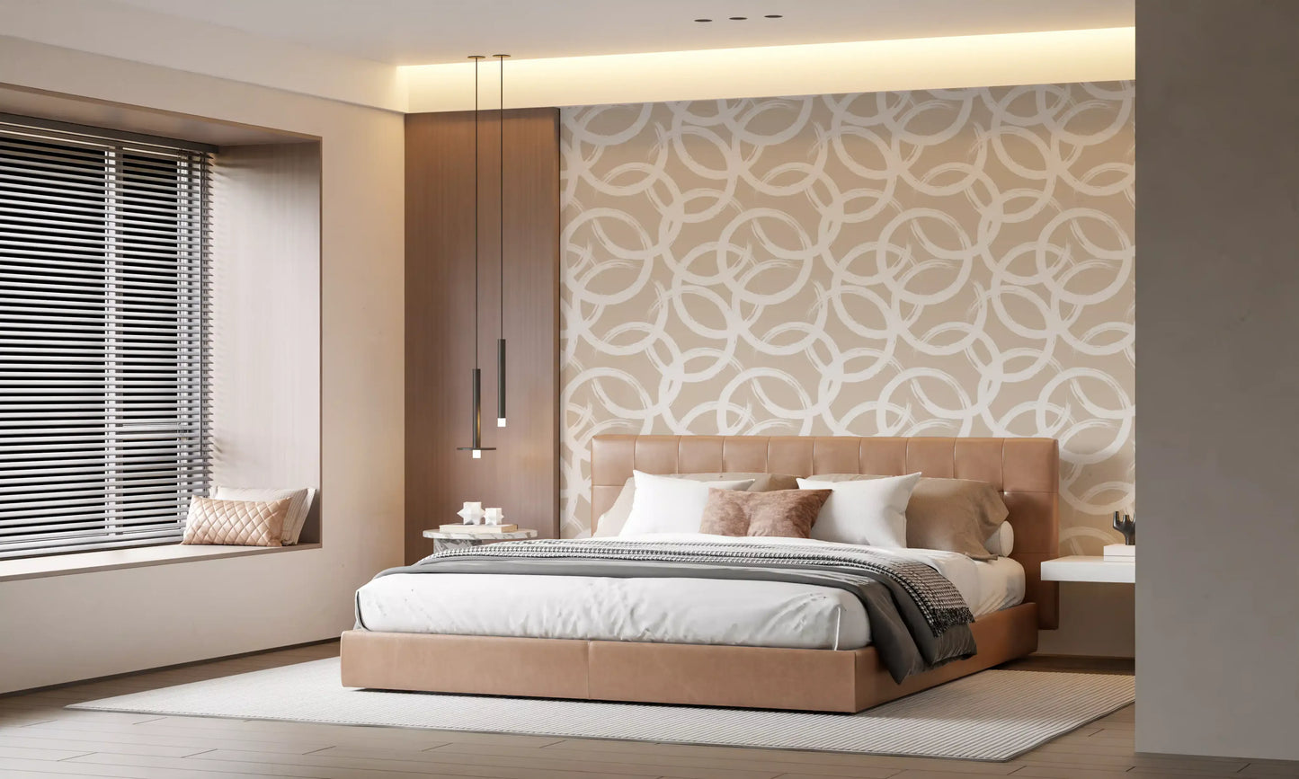 Cream Brushstroke Circles Wallpaper⁠
