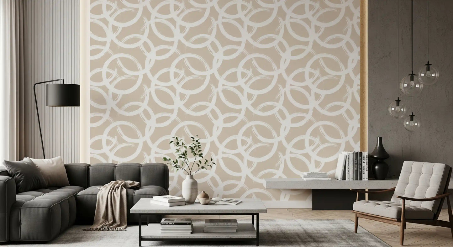 Cream Brushstroke Circles Wallpaper⁠