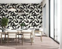 Monochrome Swirl Brushstrokes Wallpaper⁠