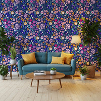Midnight Meadow Botanical Wallpaper⁠