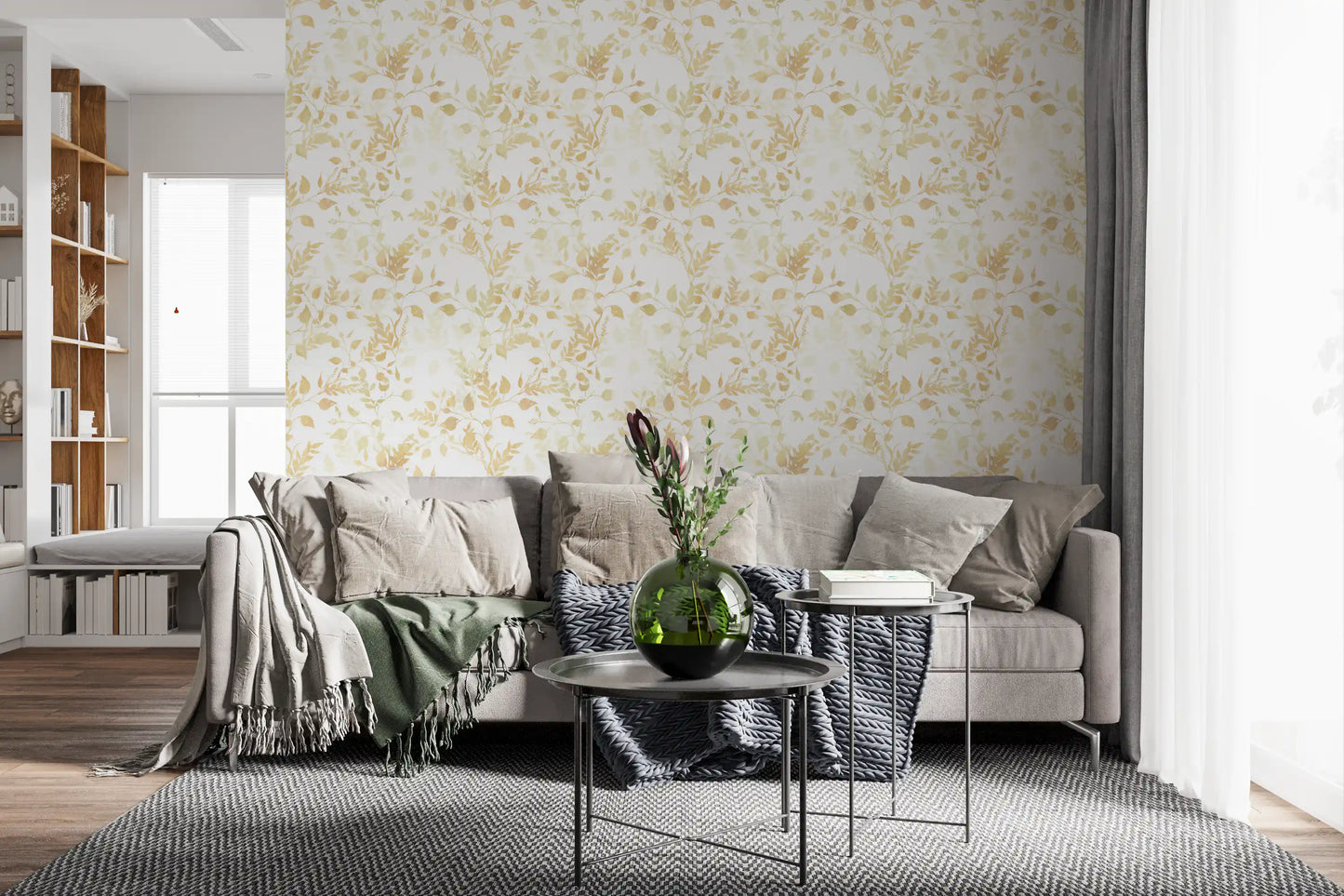 Soft Golden Foliage Silhouette Wallpaper⁠