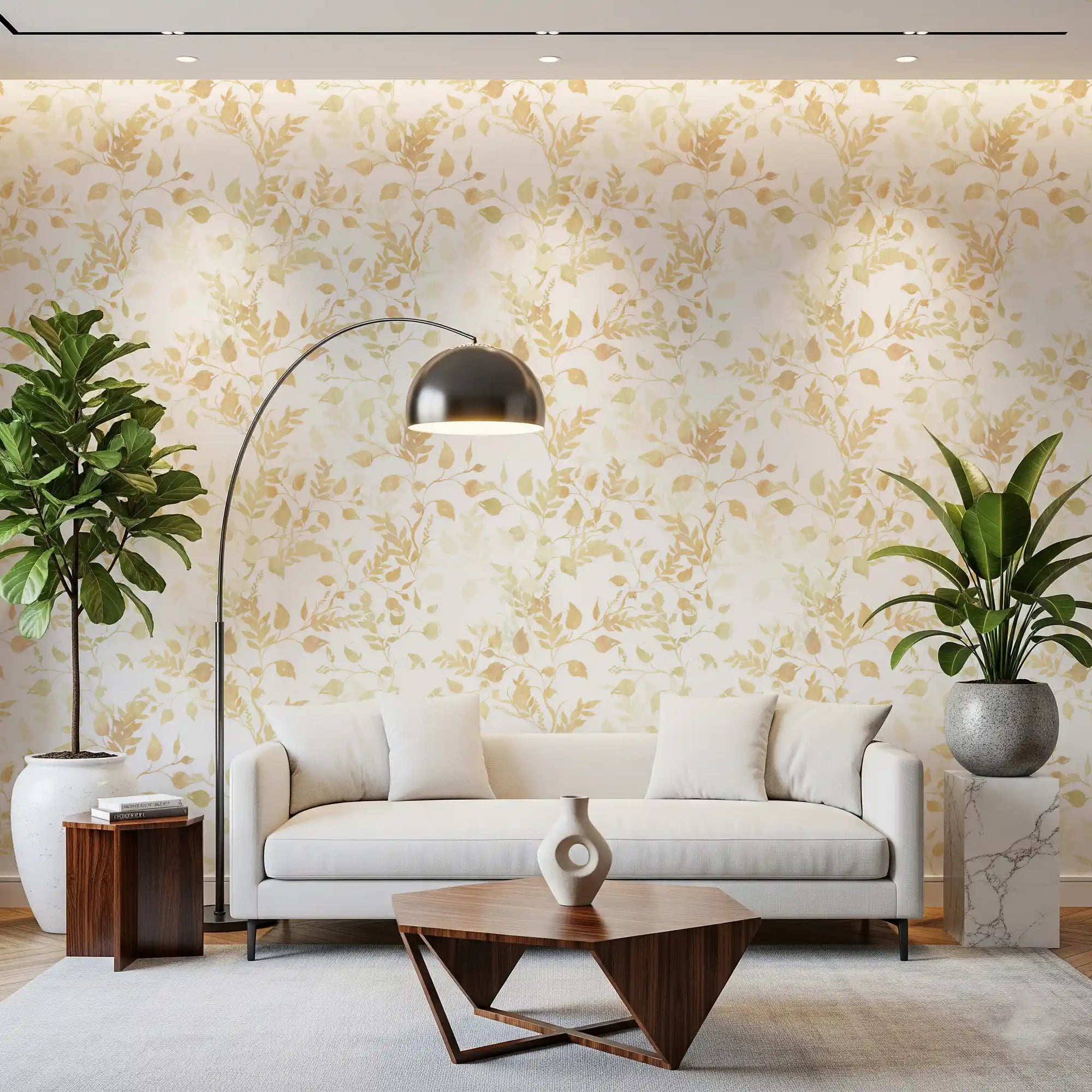 Soft Golden Foliage Silhouette Wallpaper⁠
