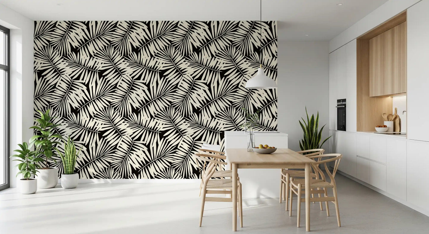 Minimalist Palm Leaf Monochrome Wallpaper⁠
