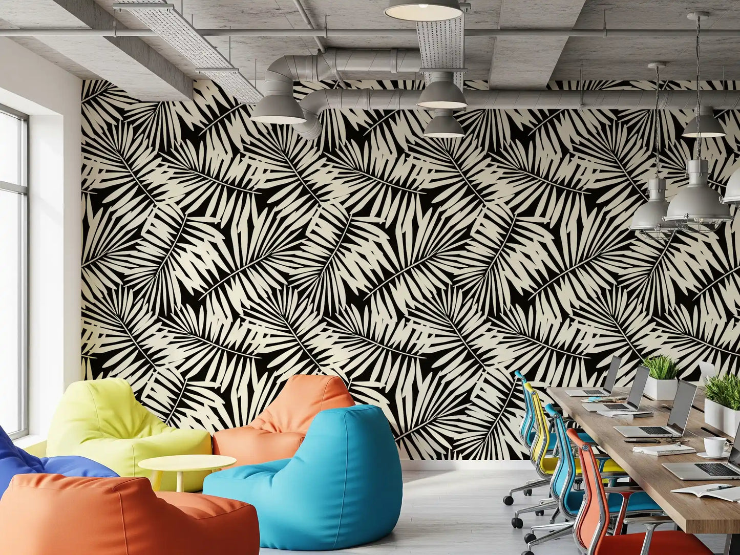 Minimalist Palm Leaf Monochrome Wallpaper⁠
