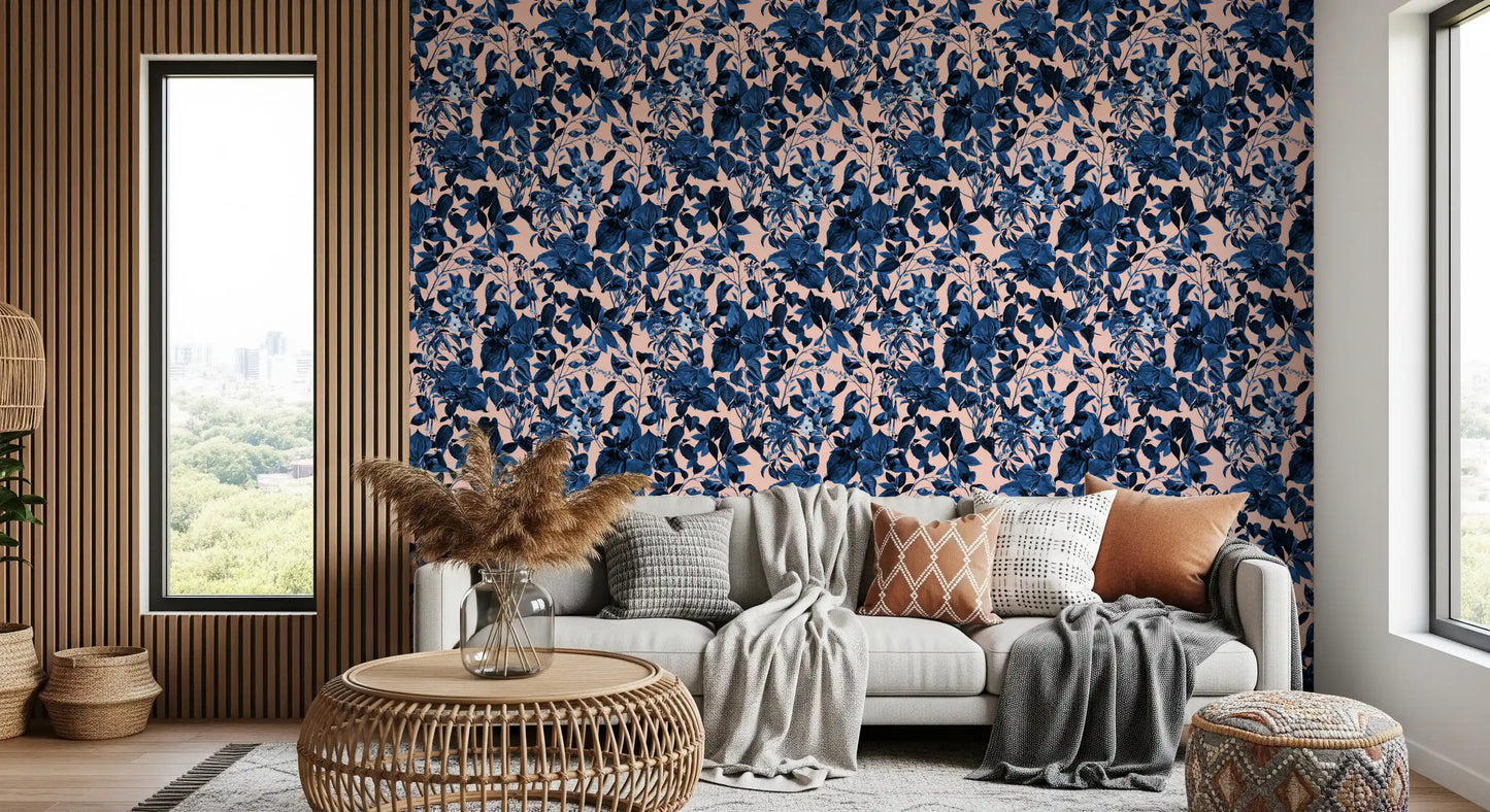 Indigo Grove Botanical Print Wallpaper⁠