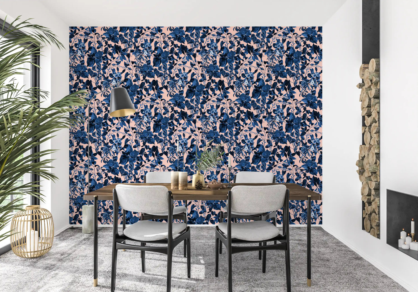 Indigo Grove Botanical Print Wallpaper⁠