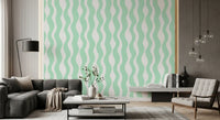 Soft Sage Wavy Vertical Stripe Wallpaper⁠