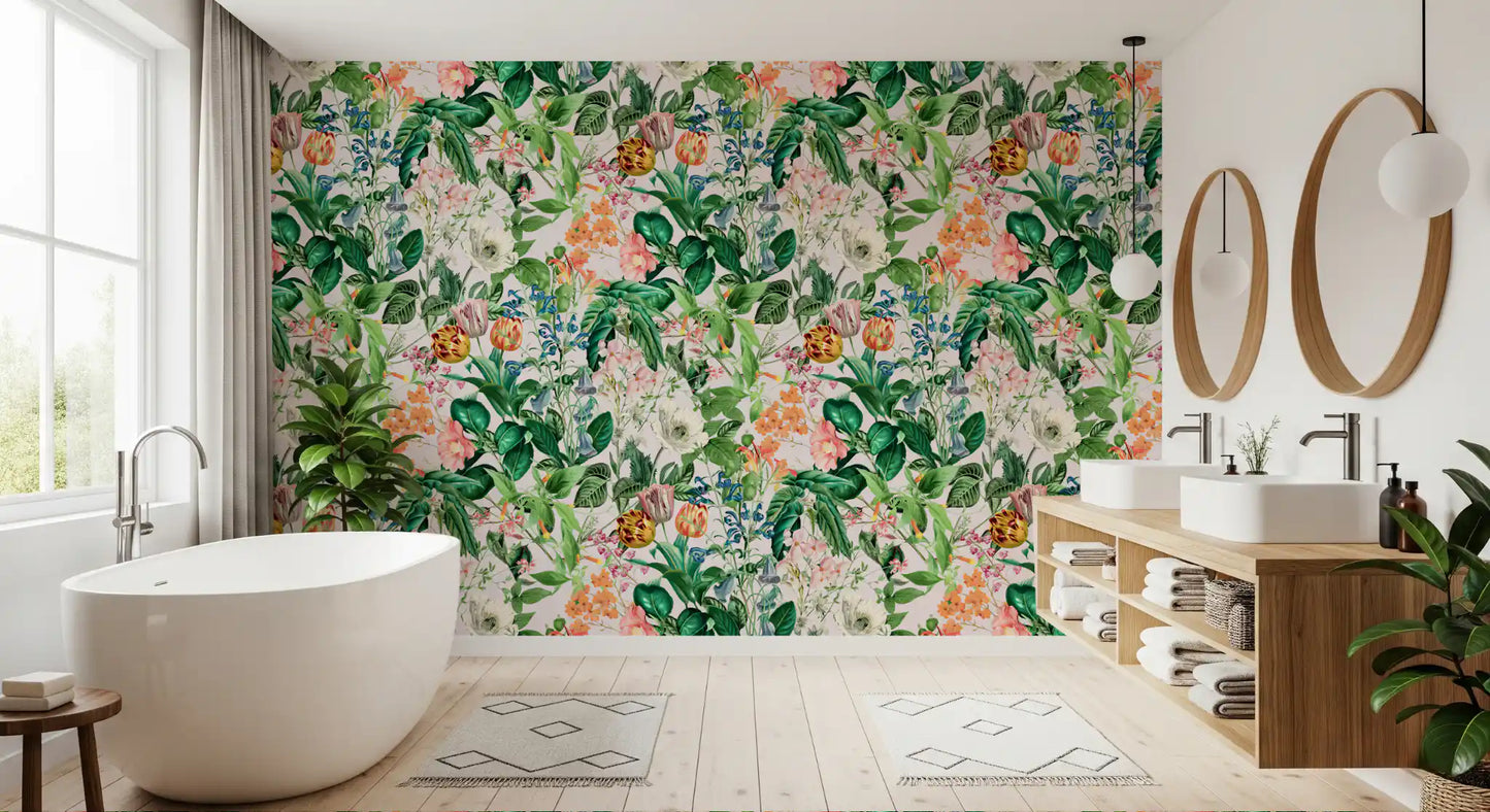 Vintage Botanical Garden Illustration Wallpaper⁠
