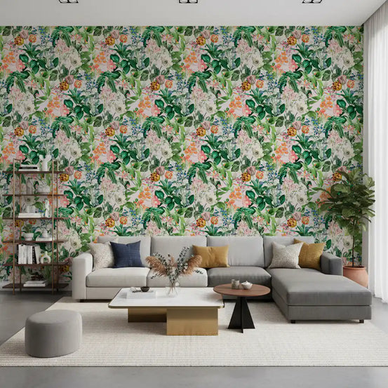 Spring Meadow Floral Pattern Wallpaper⁠