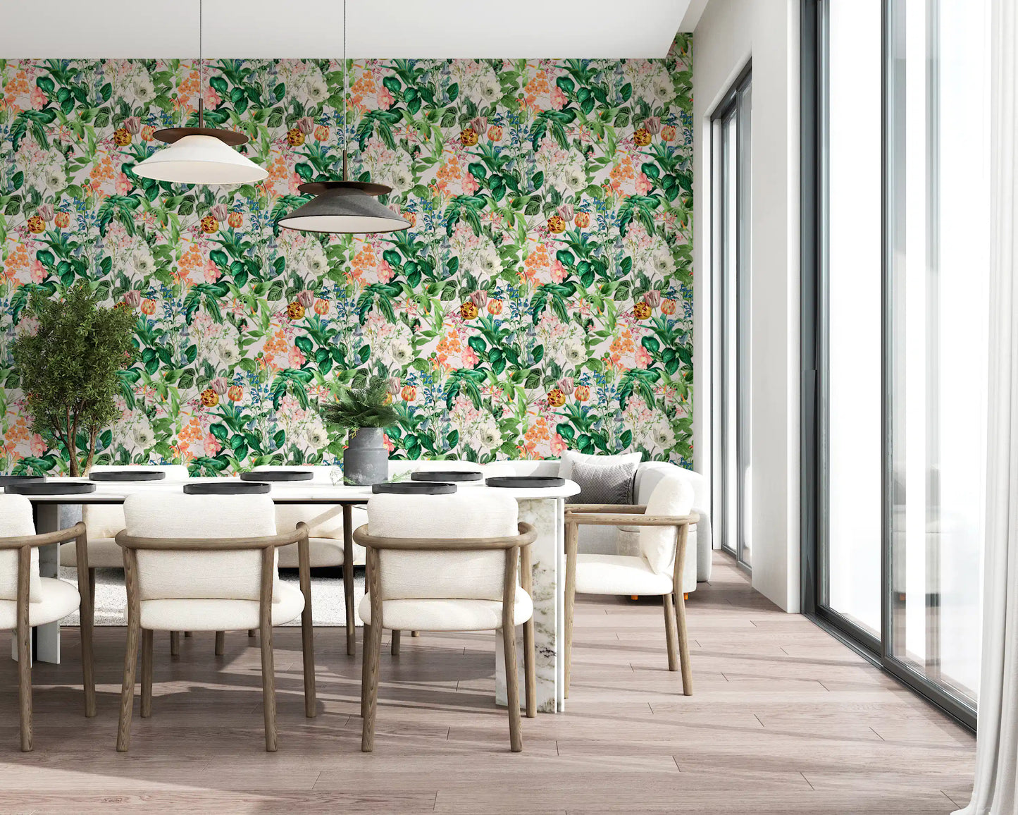 Spring Meadow Floral Pattern Wallpaper⁠