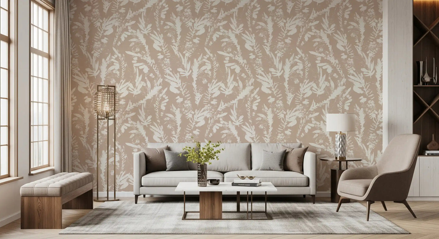Earthy Brushstroke Leaves Wallpaper⁠