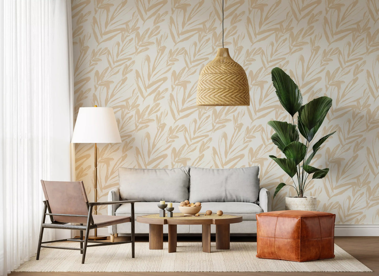 Minimalist Brushstroke Foliage Wallpaper⁠