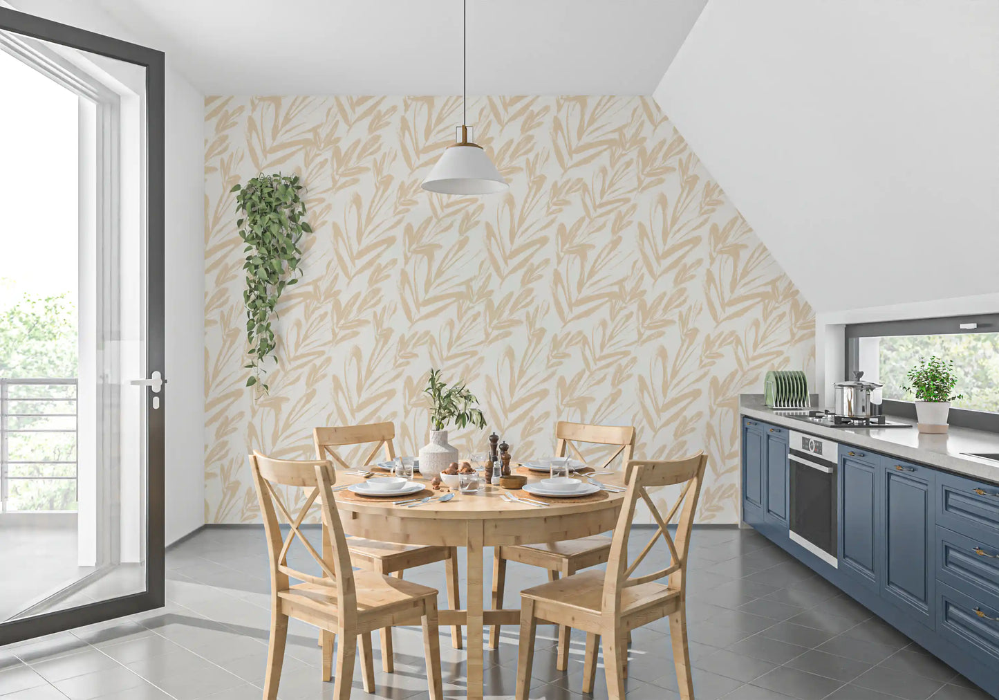 Minimalist Brushstroke Foliage Wallpaper⁠