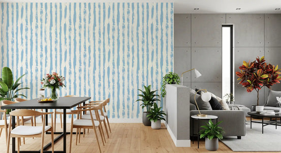 Coastal Blue Vertical Brushstroke Stripes Wallpaper⁠