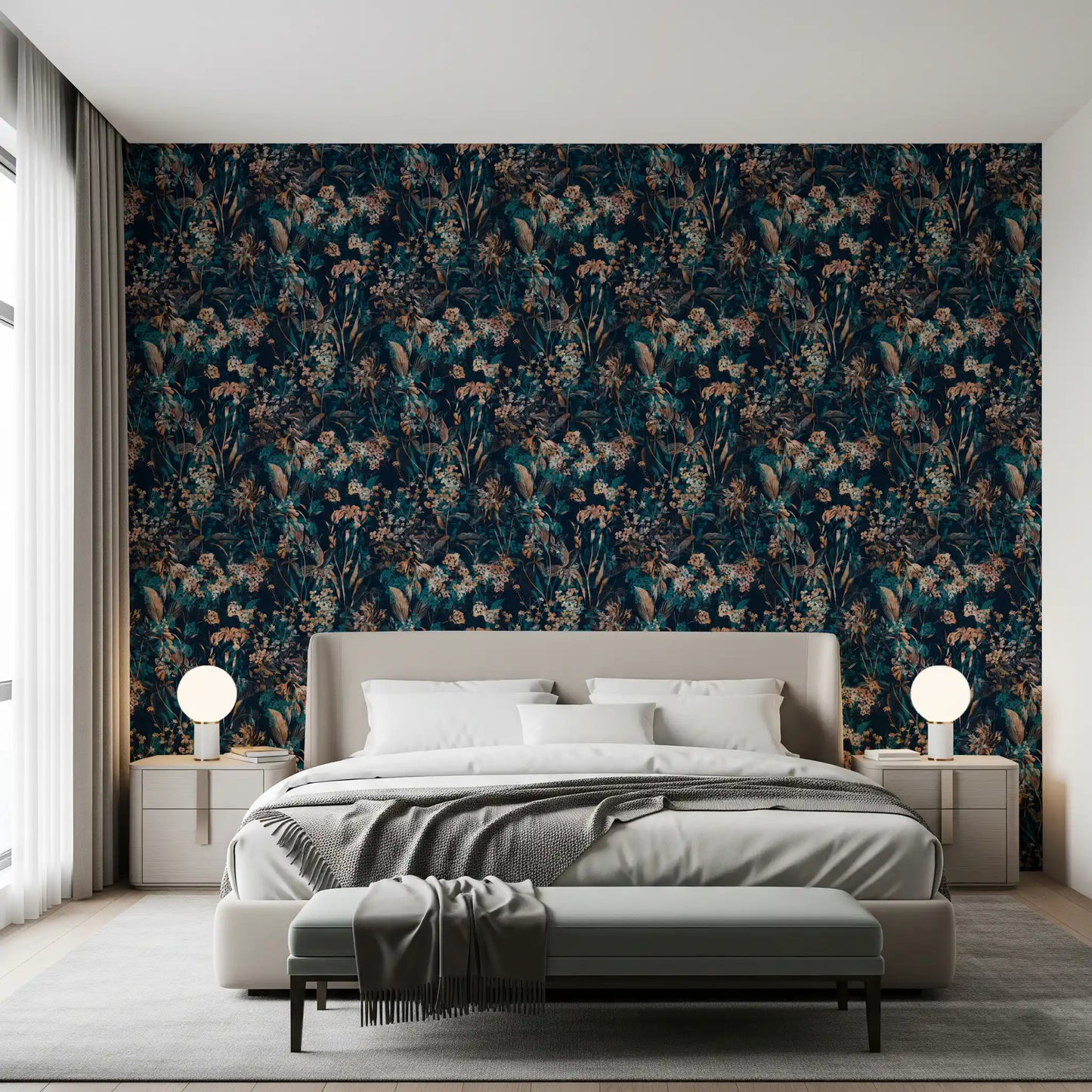 Nocturnal Meadow Pattern Wallpaper⁠