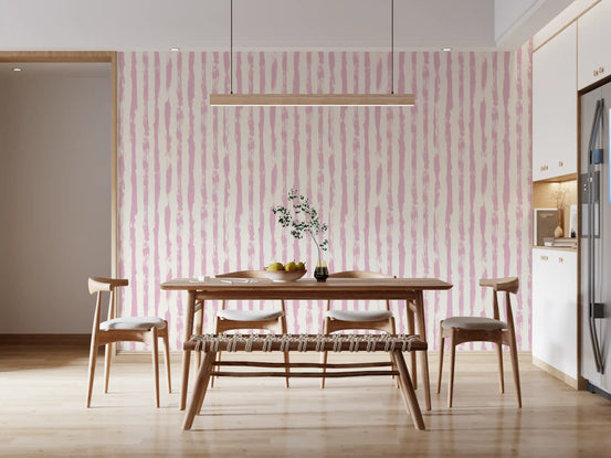 Soft Blush Hand-Painted Vertical Stripes Wallpaper⁠