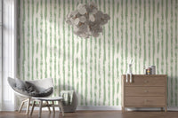 Sage Hand-Painted Vertical Stripes Wallpaper⁠
