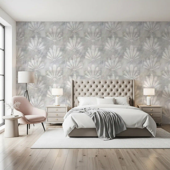 Minimalist Fan Pattern in Grey Wallpaper⁠