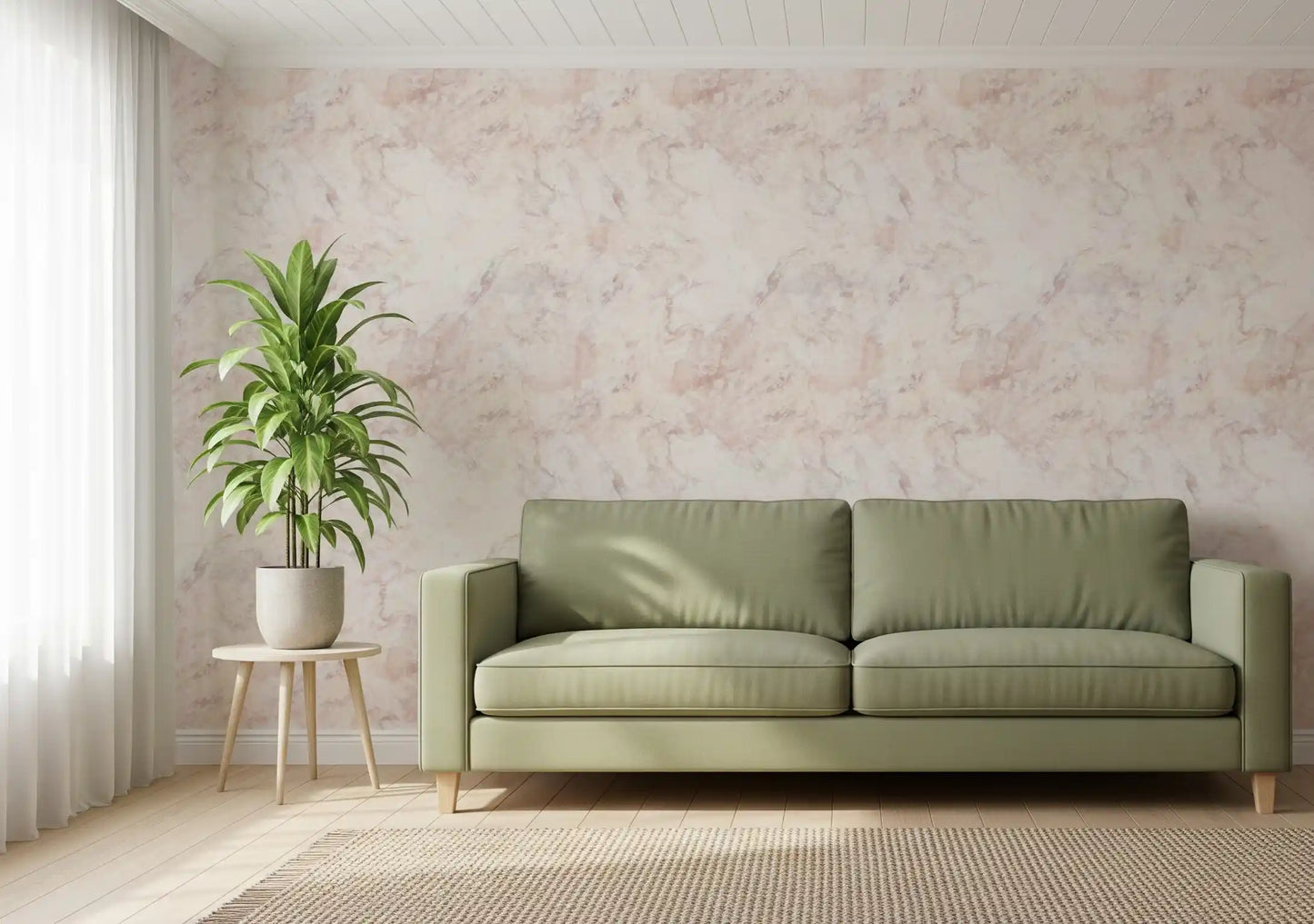 Soft Blush Marble Vein Wallpaper⁠