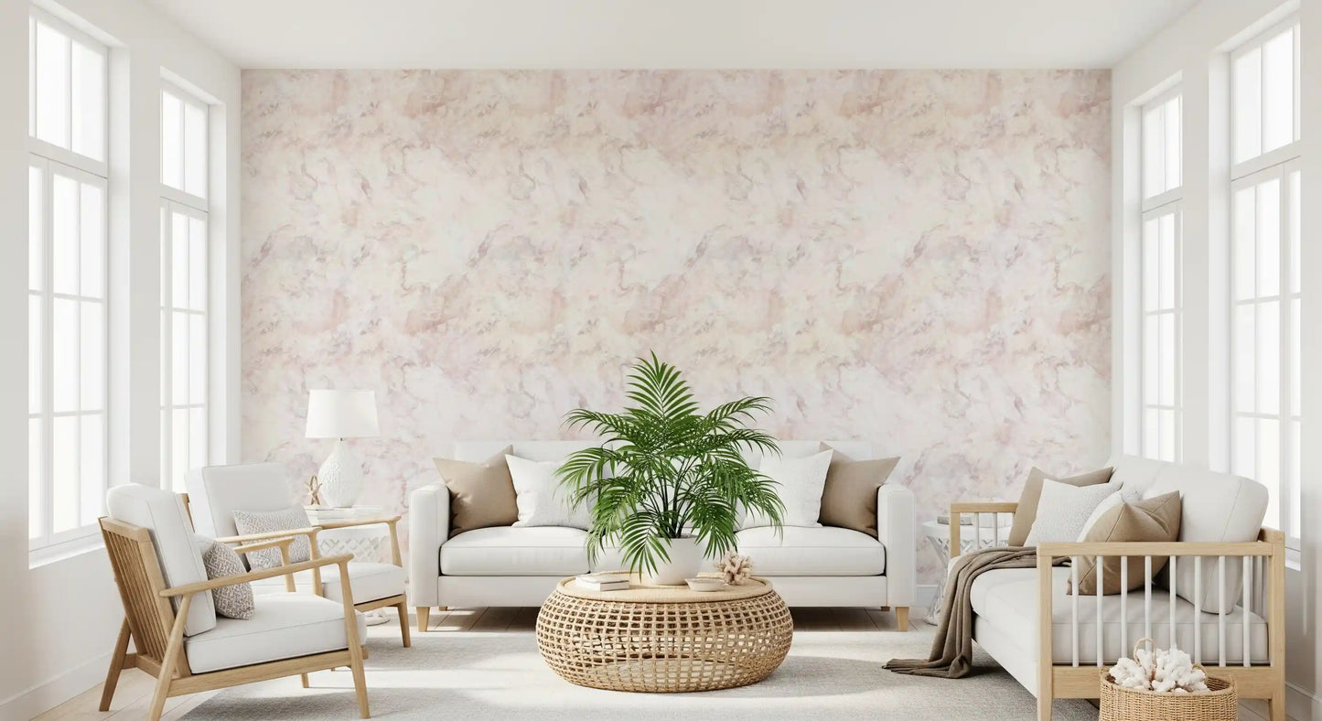 Soft Blush Marble Vein Wallpaper⁠