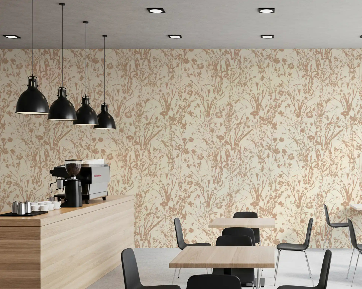 Rustic Botanical Line Art Wallpaper⁠