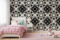 Interlocking Geometric Monochromatic Pattern Wallpaper⁠
