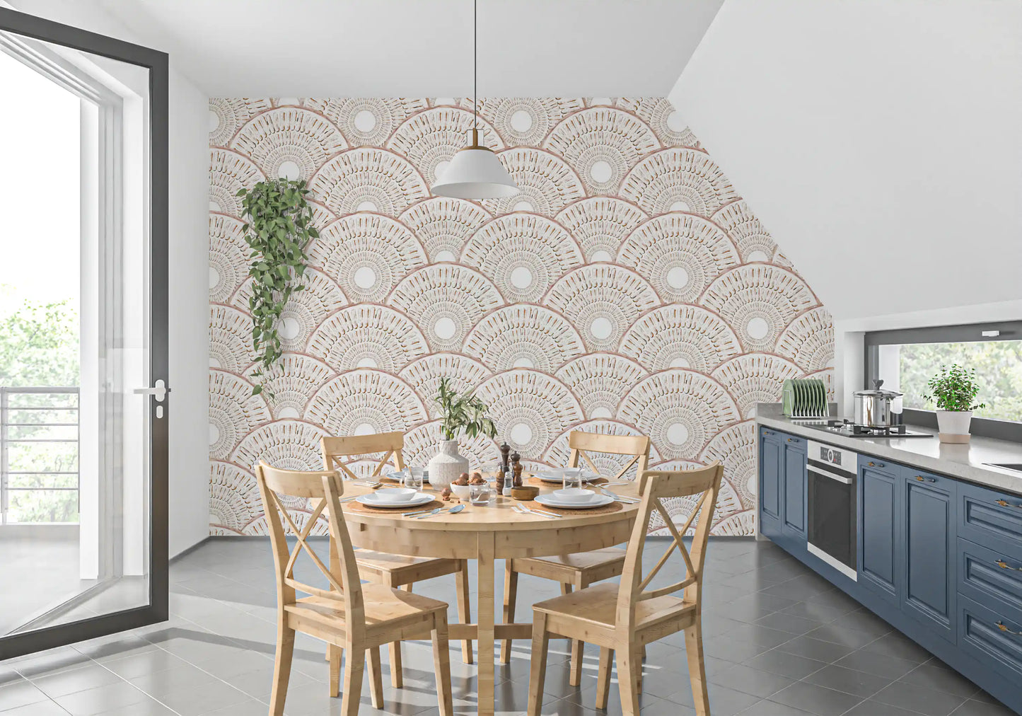 Art Deco Fan Radiating Arcs Wallpaper⁠
