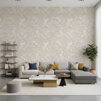 Cream Botanical Line Art Wallpaper⁠