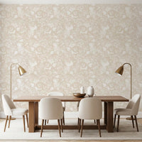 Cream Botanical Line Art Wallpaper⁠