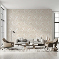 Cream Botanical Line Art Wallpaper⁠